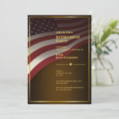 アメリカ国旗 | コーナー | ゴールドフレーム | ラグジュアリー ブラウン 招待状 (スタンド正面)