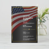 アメリカ国旗 | コーナー | ゴールドロープフレーム | ブラック 招待状 (スタンド正面)