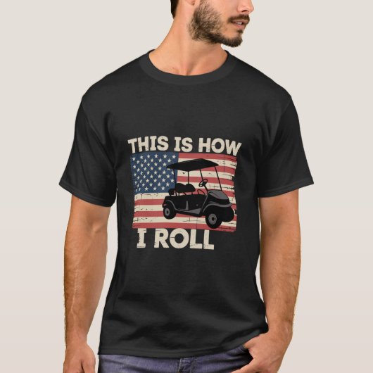 アメリカ国旗 ゴルフカートの運転手 私のスタイル Tシャツ (正面)