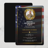 アメリカ国旗 | ゴールドの月桂樹の葉 | 豪華な引退 招待状 (正面/裏面)