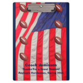 アメリカ国旗、サッカーコーチありがとう、名前、 クリップボード (正面)