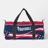 アメリカ国旗、サッカー選手の女の子、誕生日ギフト ダッフルバッグ (正面)