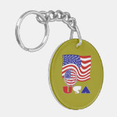 アメリカ国旗 サッカー ボール ゴールデン背景 キーホルダー (正面左)