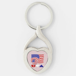 アメリカ国旗 サッカー ボール ピンクの背景 キーホルダー