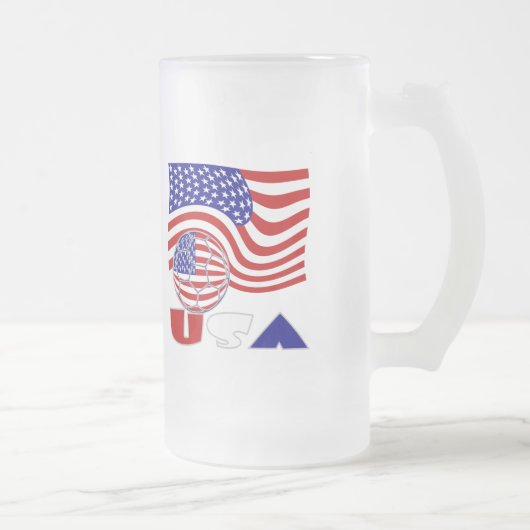 アメリカ国旗 サッカー ボール フロストグラスビールジョッキ (右)