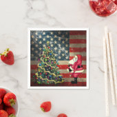 アメリカ国旗、サンタ、クリスマスツリー スタンダードカクテルナプキン (インサイチュ)