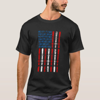 アメリカ国旗 スキー インラインスケート 7月4日 アメリカ合衆国 Tシャツ