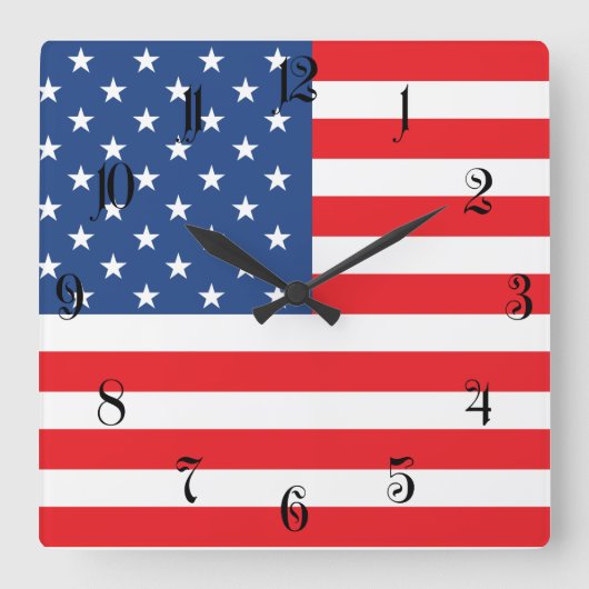 アメリカ国旗 スクエア壁時計 (正面)