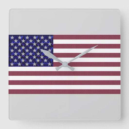 アメリカ国旗 スクエア壁時計 (正面)