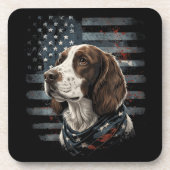 アメリカ国旗 スプリンガー スパニエル 犬 コースター (正面)