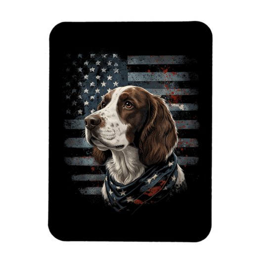 アメリカ国旗 スプリンガー スパニエル 犬 マグネット (縦)