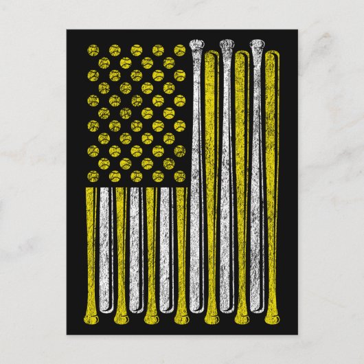 アメリカ国旗 ソフトボールチーム ヴィンテージ ユニーク ポストカード (正面)