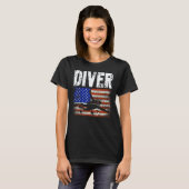 アメリカ国旗 ダイバー スキューバダイビング Tシャツ (正面フル)