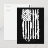 アメリカ国旗 ダストレス加工 ホワイト ポストカード (正面/裏面)