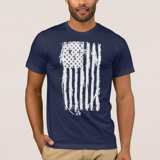 アメリカ国旗 ダストレス ホワイト Tシャツ (正面)
