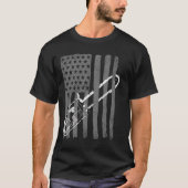 アメリカ国旗 チェーンソー 木工家 林業従事者 Tシャツ (正面)