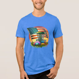 アメリカ国旗 ディスクゴルフ レトロな太陽 トライブレンドTシャツ