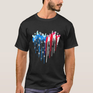 アメリカ国旗 ニワトリのハート 7月4日 農家の愛国心 Tシャツ