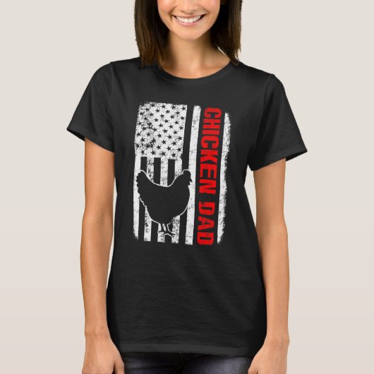 アメリカ国旗 ニワトリパパ Tシャツ (正面)