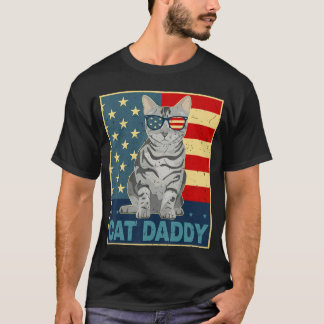 アメリカ国旗 ネコおやじ ギフト メンズ 猫パパ プレゼント Tシャツ