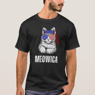 アメリカ国旗 ネコ 労働者の日 メメリカ メオウィカ メンズ Tシャツ