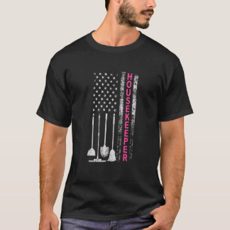 アメリカ国旗 ハウスキーパー お掃除名言 Tシャツ
