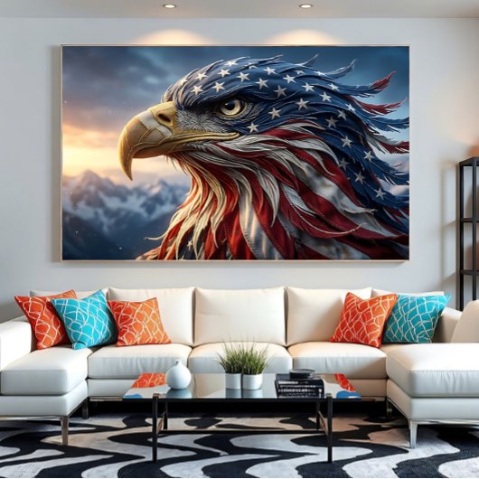 アメリカ国旗 ハクトウワシ デザイン ポスター