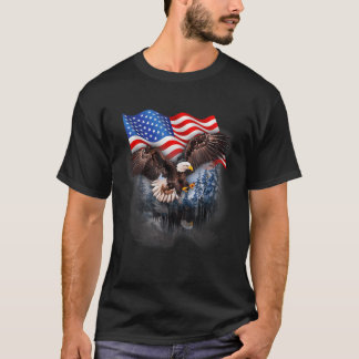 アメリカ国旗 ハクトウワシ 7月4日 Tシャツ