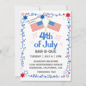 アメリカ国旗 ハクトウワシ BBQ 花火 7月4日 招待状 (正面)