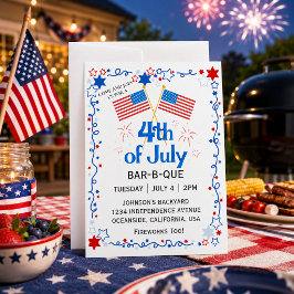アメリカ国旗 ハクトウワシ BBQ 花火 7月4日 招待状