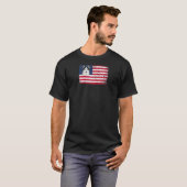 アメリカ国旗 ハスキー犬 4th+オブ+ジュライ 記念 犬 ラグランTシャツ Tシャツ (正面フル)