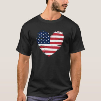アメリカ国旗 ハート 愛国心 7月4日 Tシャツ