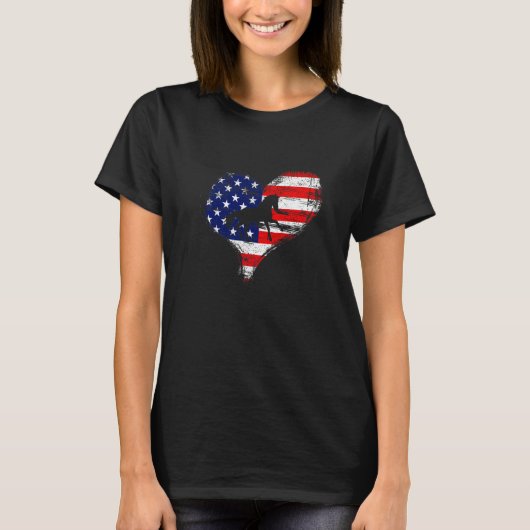 アメリカ国旗 ハート USA 愛国心 4th  Tシャツ (正面)