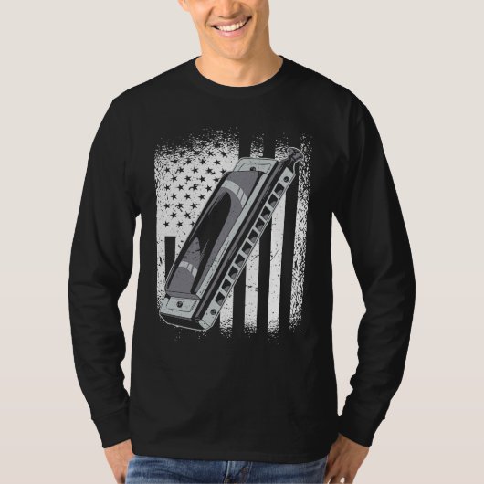 アメリカ国旗 ハーモニカ奏者 1 Tシャツ (正面)
