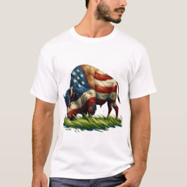 アメリカ国旗 バッファロー バイソン Tシャツ