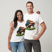 アメリカ国旗 バッファロー バイソン Tシャツ (ユニセックス)