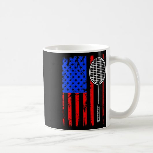 アメリカ国旗 バドミントン  コーヒーマグカップ (右)