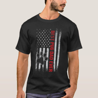 アメリカ国旗 パグお父さん 父の日 プレゼント レトロ アメリカン ヴィンテージ Tシャツ