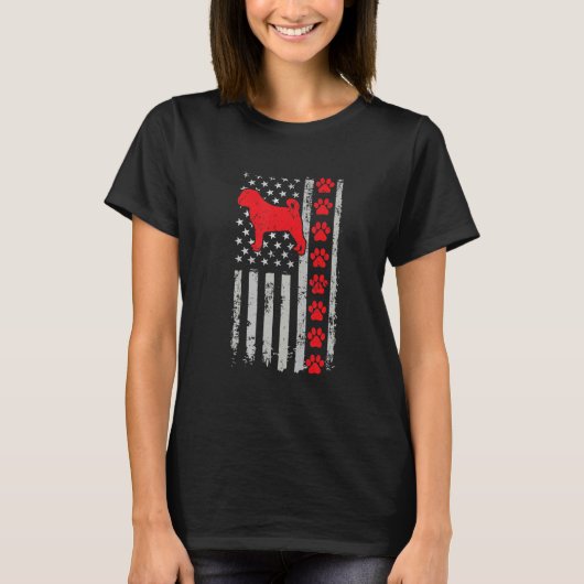 アメリカ国旗 パグルの消防士ママパパ アメリカ合衆国犬P Tシャツ (正面)