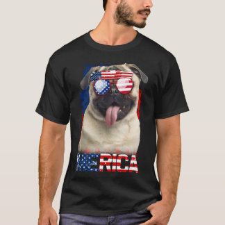 アメリカ国旗 パグ 7月4日 Tシャツ ドッグ ラバー 564
