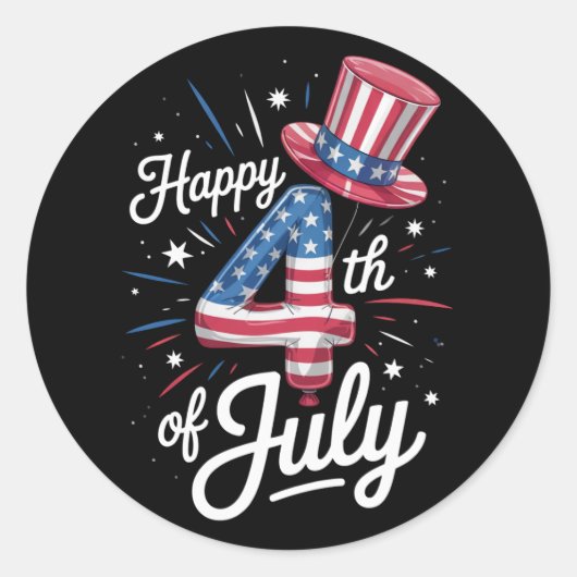 アメリカ国旗 パトリオティック アメリカ 7月4日 ラウンドシール (正面)