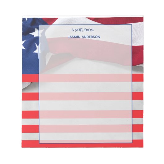 アメリカ国旗 パーソナライズ アメリカ愛国 ノートパッド (正面)