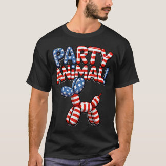アメリカ国旗 パーティー風船動物犬 USA Tシャツ