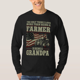 アメリカ国旗 ビンテージトラクター 農業 ファーマー おじいちゃん Tシャツ