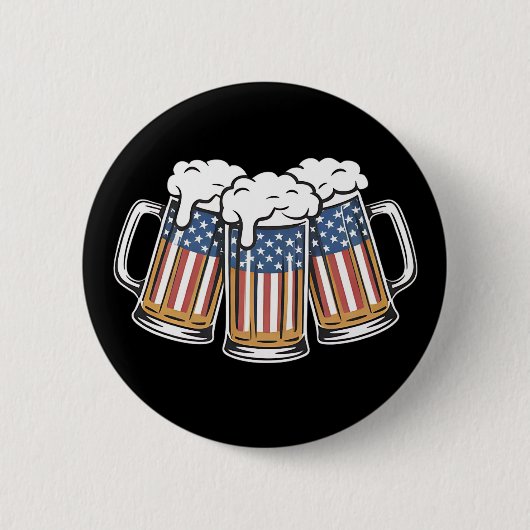 アメリカ国旗 ビンテージ アメリカ独立記念日 ビール 缶バッジ (正面)