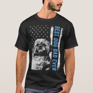 アメリカ国旗 ビンテージ シーツー父の日グッズ 犬好きな父へ Tシャツ