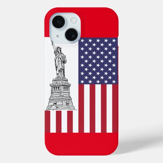 アメリカ国旗 ビンテージ 自由の女神 Case-Mate iPhoneケース (裏面)