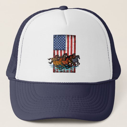 アメリカ国旗 ビンテージ 馬 キャップ (正面)