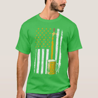 アメリカ国旗 ビンテージ 4th of July クラフトビール 泡立つ ビール Tシャツ