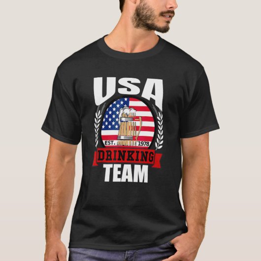 アメリカ国旗 ビール パーティー ウサ飲み会 Tシャツ (正面)